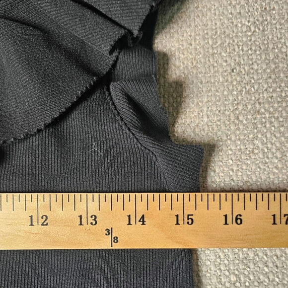 Express Black Ribbed Ruffle Shoulder Tank Cotton Spandex Size L - Picture 5 of 11